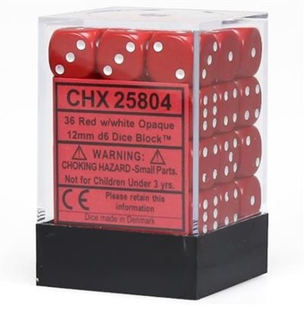 Chessex - Sada hracích kostek 36x d6 Red Chessex - Sada hracích kostek 36x d6 Red
