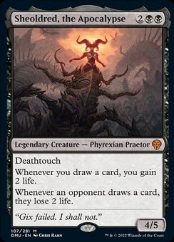 Sheoldred, the Apocalypse (promo pack stamp)