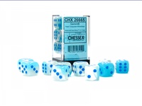 Chessex - Sada hracích kostek 12x d6 Turquoise-White/blue