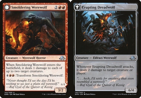 Smoldering Werewolf // Erupting Dreadwolf
