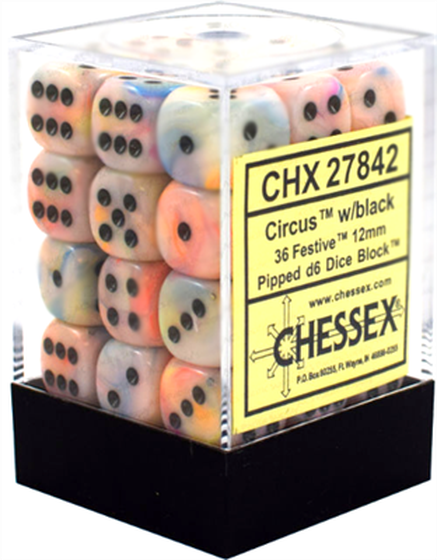Chessex - Sada hracích kostek 36x d6 Festive Circus