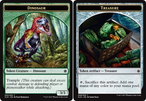 Dinosaur // Treasure #2 (token Explorers of Ixalan)