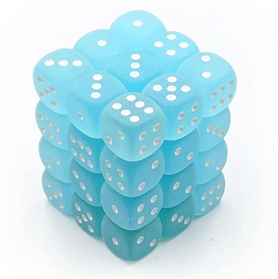 Chessex - Sada hracích kostek 36x d6 Frosted Teal w/white