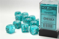 Chessex - Sada hracích kostek 12x d6 Cirrus Aqua
