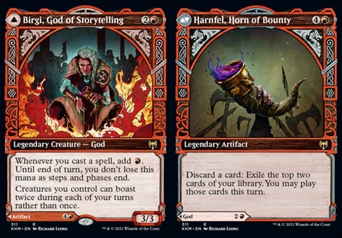 Birgi, God of Storytelling // Harnfel, Horn of Bounty (showcase)