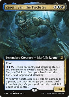 Zareth San, the Trickster (extended art)