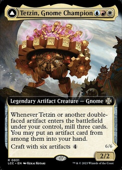 Tetzin, Gnome Champion // The Golden-Gear Colossus (extended art foil)