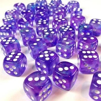 Chessex - Sada hracích kostek 36x d6 Purple/white Luminary