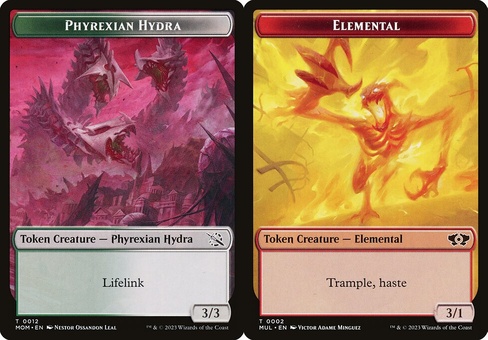 Phyrexian Hydra (lifelink) // Elemental (token foil)