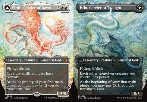 Eirdu, Carrier of Dawn // Isilu, Carrier of Twilight (borderless foil)