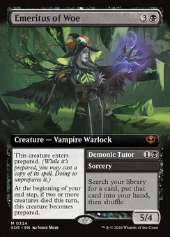 Emeritus of Woe // Demonic Tutor (extended art)