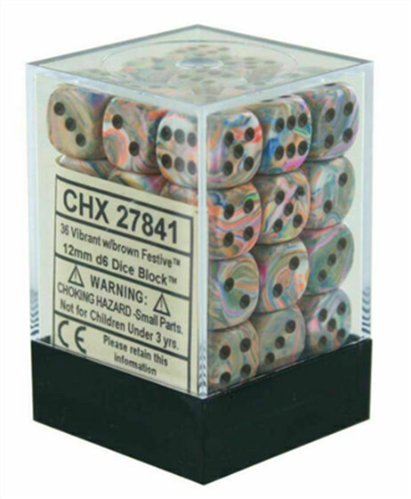 Chessex - Sada hracích kostek 36x d6 Festive Vibrant