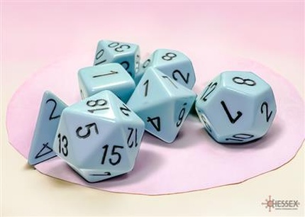 Chessex - Sada hracích kostek RPG 7x set Opaque Pastel Blue/black