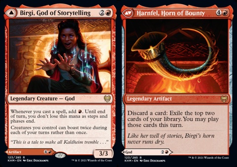 Birgi, God of Storytelling // Harnfel, Horn of Bounty