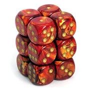 Chessex - Sada hracích kostek 12x d6 Scarab Scarlet