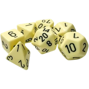 Chessex - Sada hracích kostek RPG 7x set Opaque Pastel Yellow/black