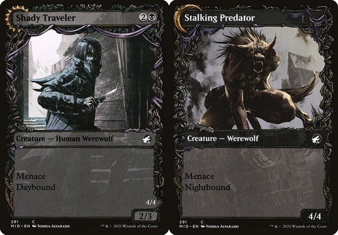 Shady Traveler // Stalking Predator (showcase foil)