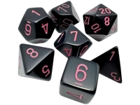 Chessex - Sada hracích kostek RPG 7x set Opaque Black/pink