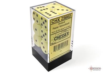 Chessex - Sada hracích kostek 12x d6 Pastel Yellow/black
