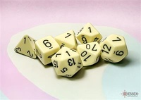 Chessex - Sada hracích kostek RPG 7x set Opaque Pastel Yellow/black