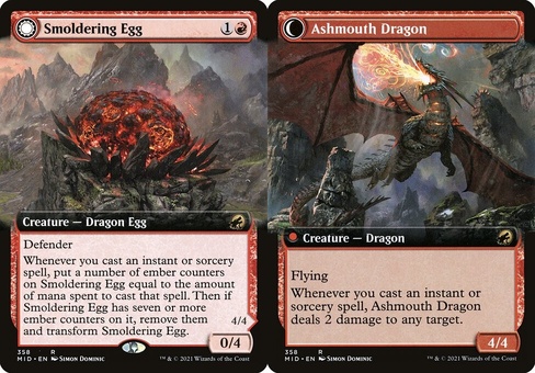 Smoldering Egg // Ashmouth Dragon (extended art)