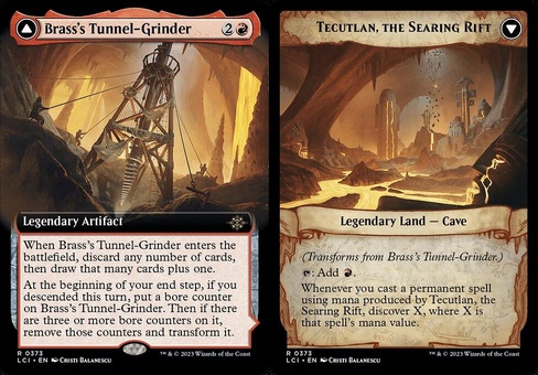 Brass's Tunnel-Grinder // Tecutlan, the Searing Rift (extended art)