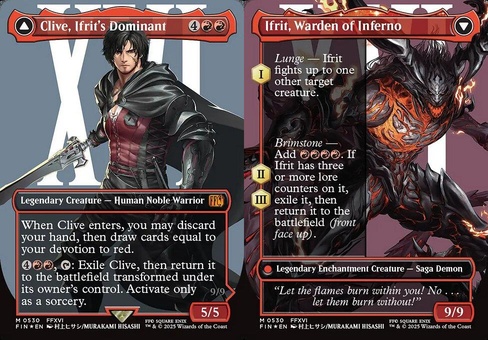 Clive, Ifrit's Dominant // Ifrit, Warden of Inferno (borderless surge foil)