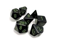 Chessex - Sada hracích kostek RPG 7x set Opaque Black/green
