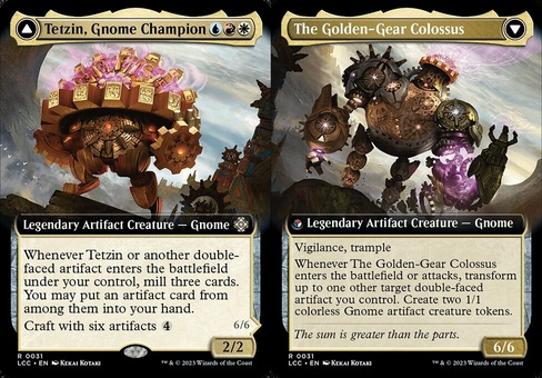 Tetzin, Gnome Champion // The Golden-Gear Colossus (extended art foil)