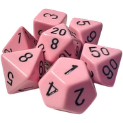 Chessex - Sada hracích kostek RPG 7x set Opaque Pastel Pink/black